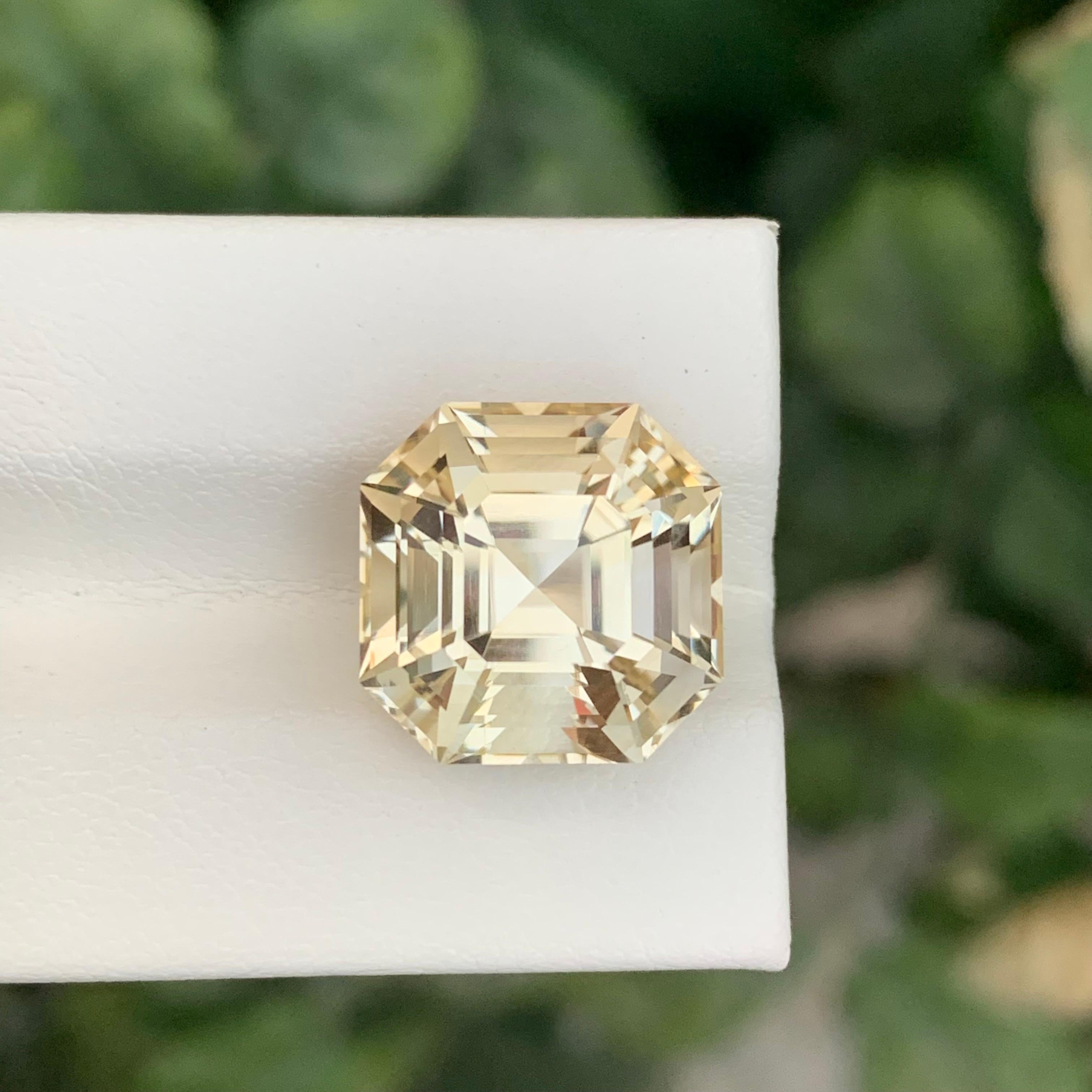 11,70 Karat natürlicher loser gelber Citrin Asscher Form Edelstein (Asscher-Schliff) im Angebot
