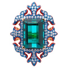 Austy Lee Bague en or rose 18 carats, tourmaline indicolite et diamants 11,70 carats