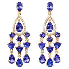 11.70 Ct Tanzanite Diamond Earrings 2.10 Ct Natural Diamond HI VS 14k Gold Studs
