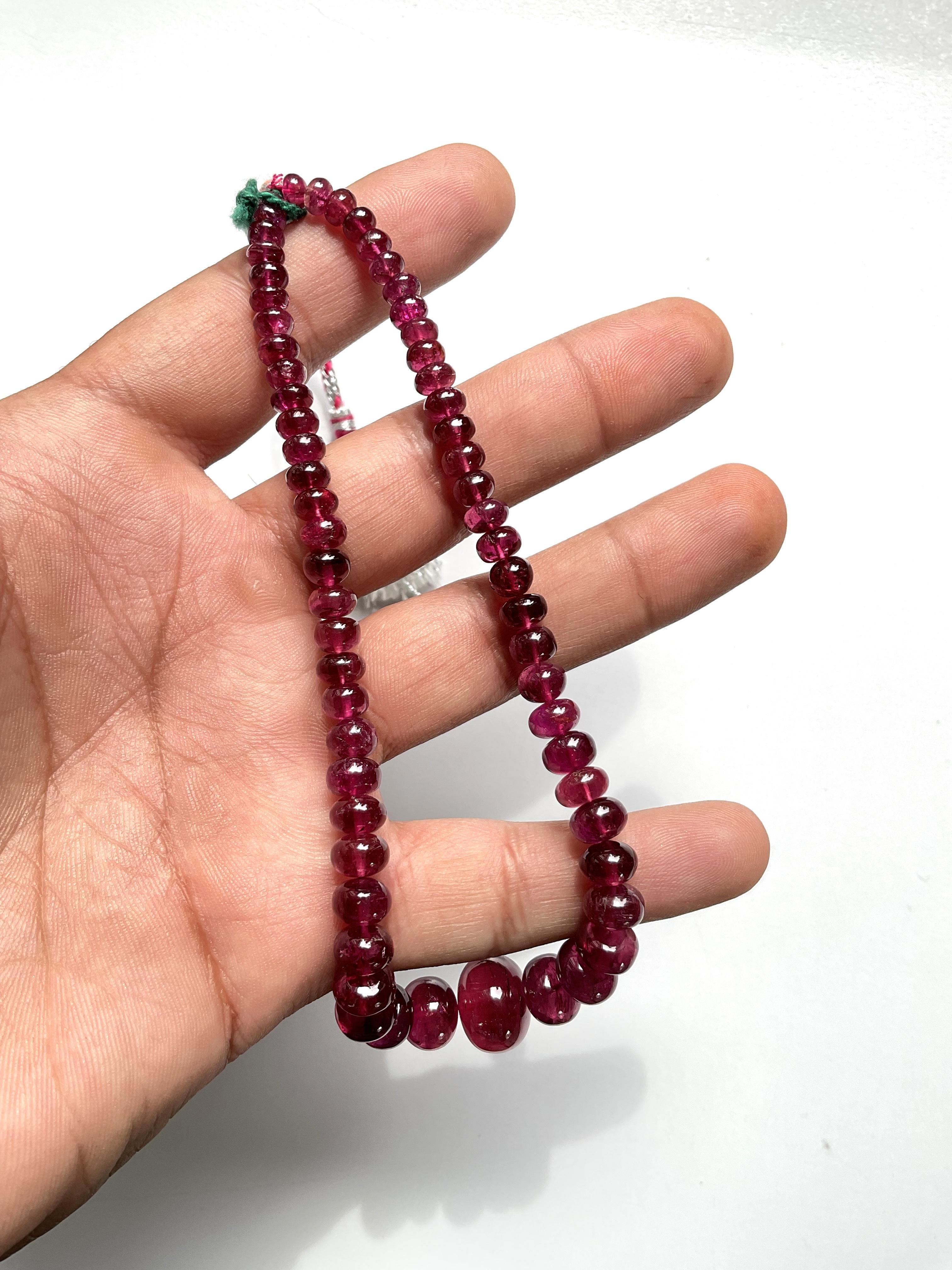 Bead 117.00 carats Rubellite Tourmaline rondelles Fine natural gemstones for Jewelry  For Sale
