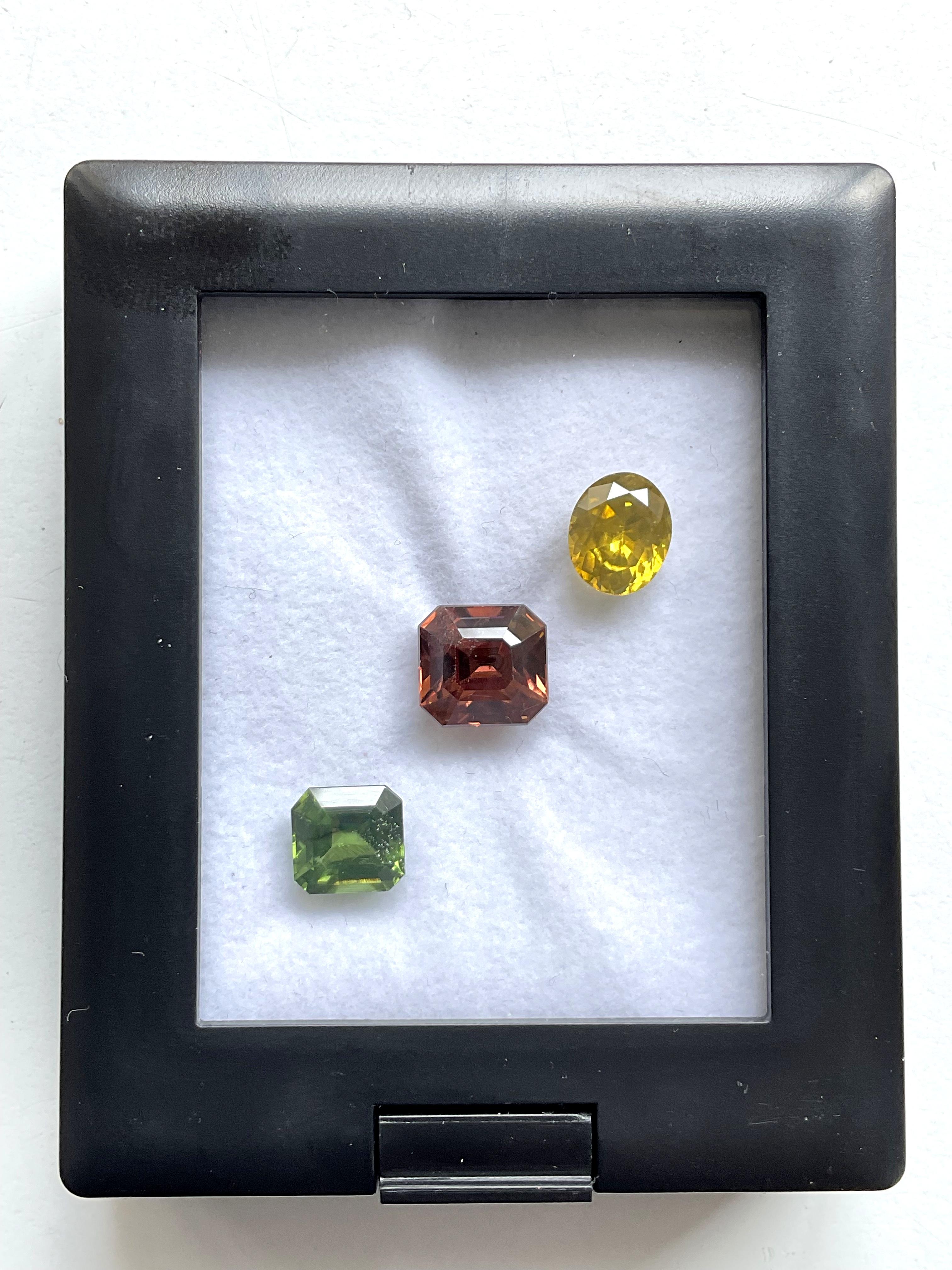 11.72 carats Natural rare Zircon 3 Pieces Cut stone for fine jewelry natural gem In New Condition For Sale In Jaipur, RJ