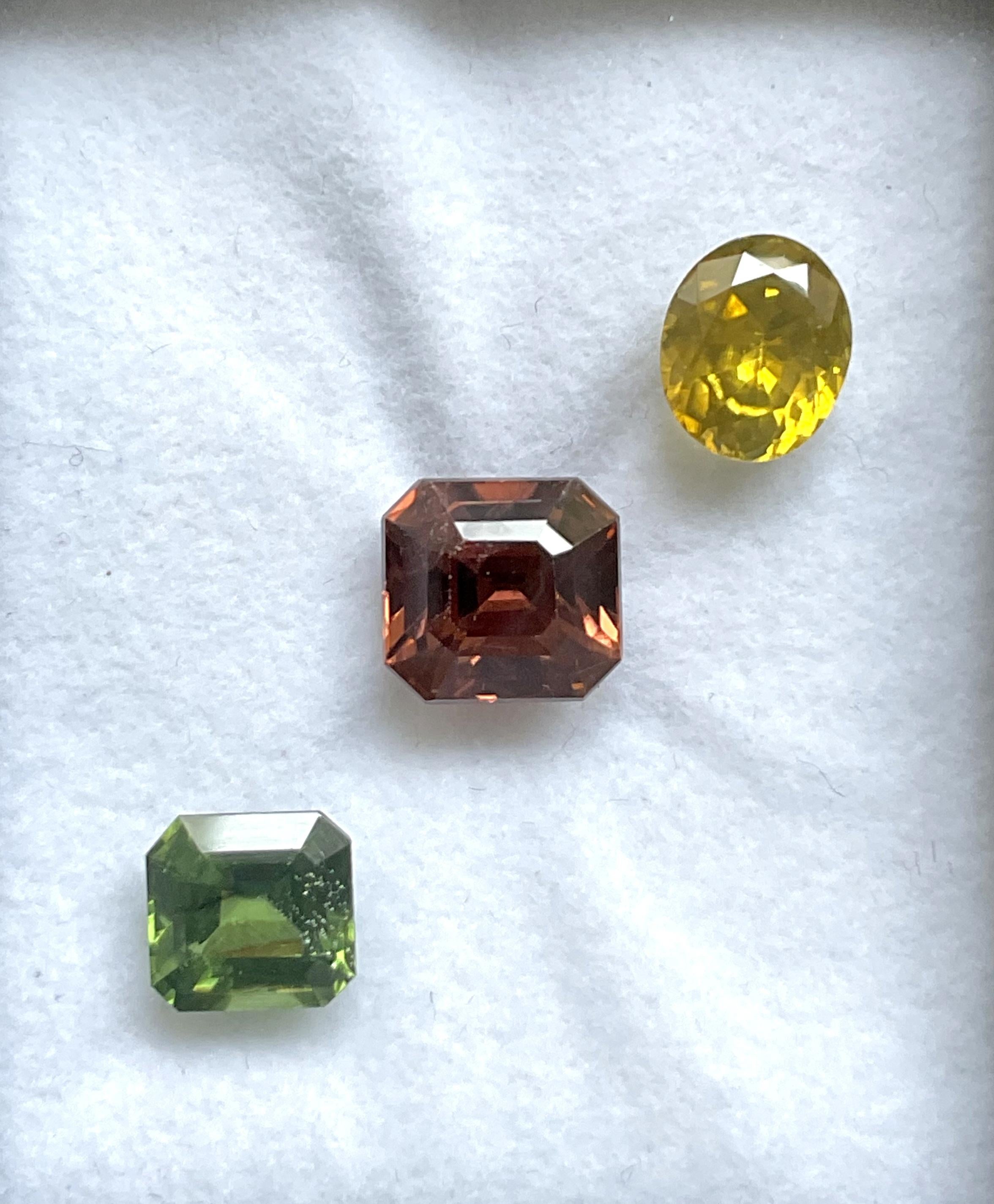Women's or Men's 11.72 carats Natural rare Zircon 3 Pieces Cut stone for fine jewelry natural gem For Sale