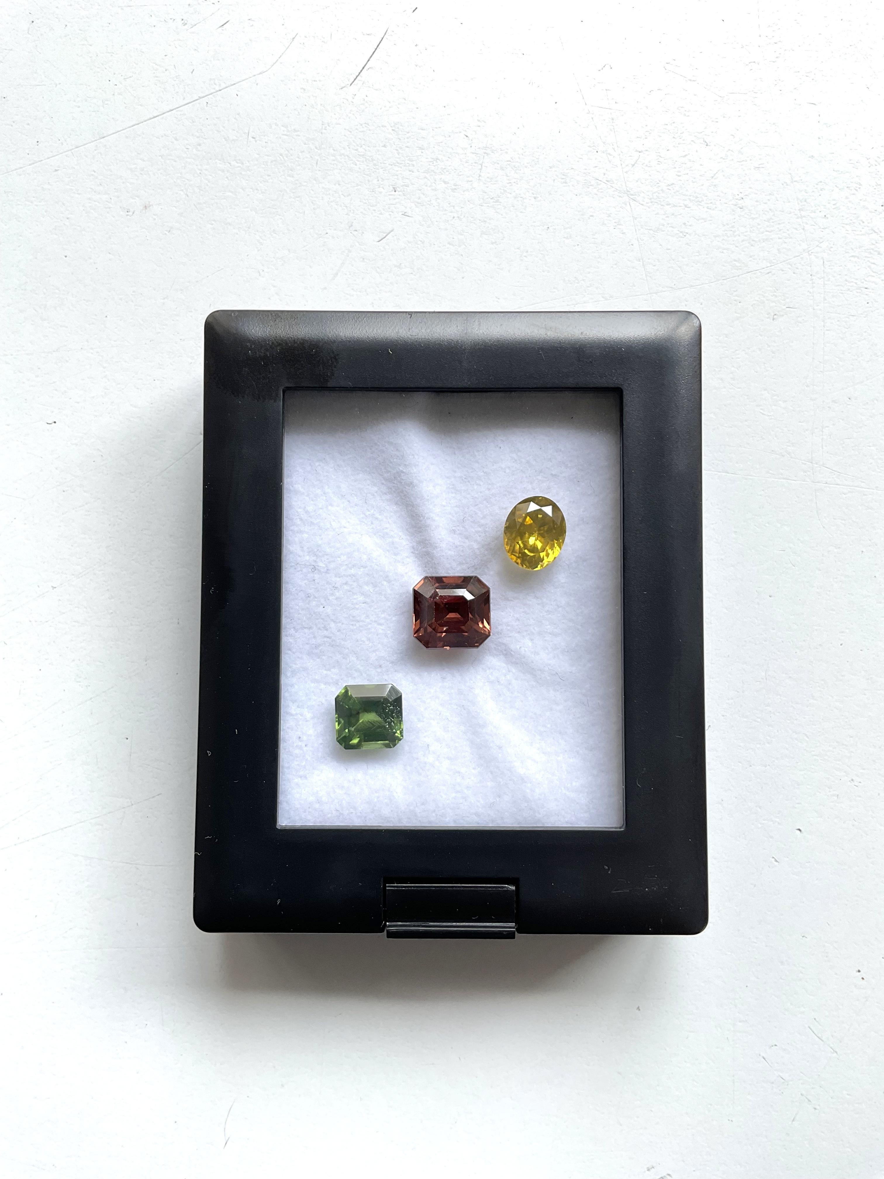 11.72 carats Natural rare Zircon 3 Pieces Cut stone for fine jewelry natural gem For Sale 1