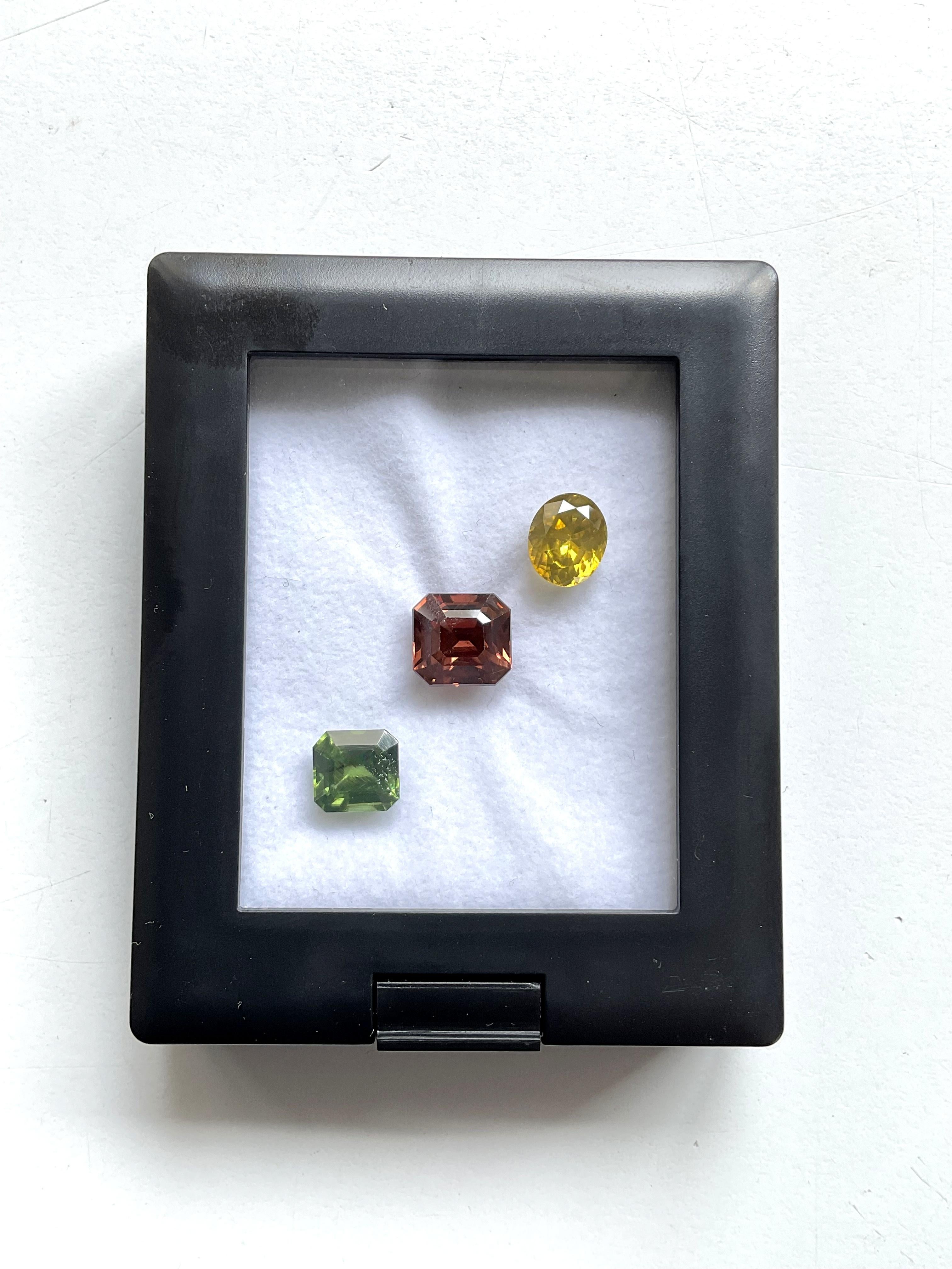 11.72 carats Natural rare Zircon 3 Pieces Cut stone for fine jewelry natural gem For Sale 2