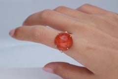 11.73 Carat Opal and 0.02 Carat Diamond 14 Karat Yellow Gold Cocktail Ring