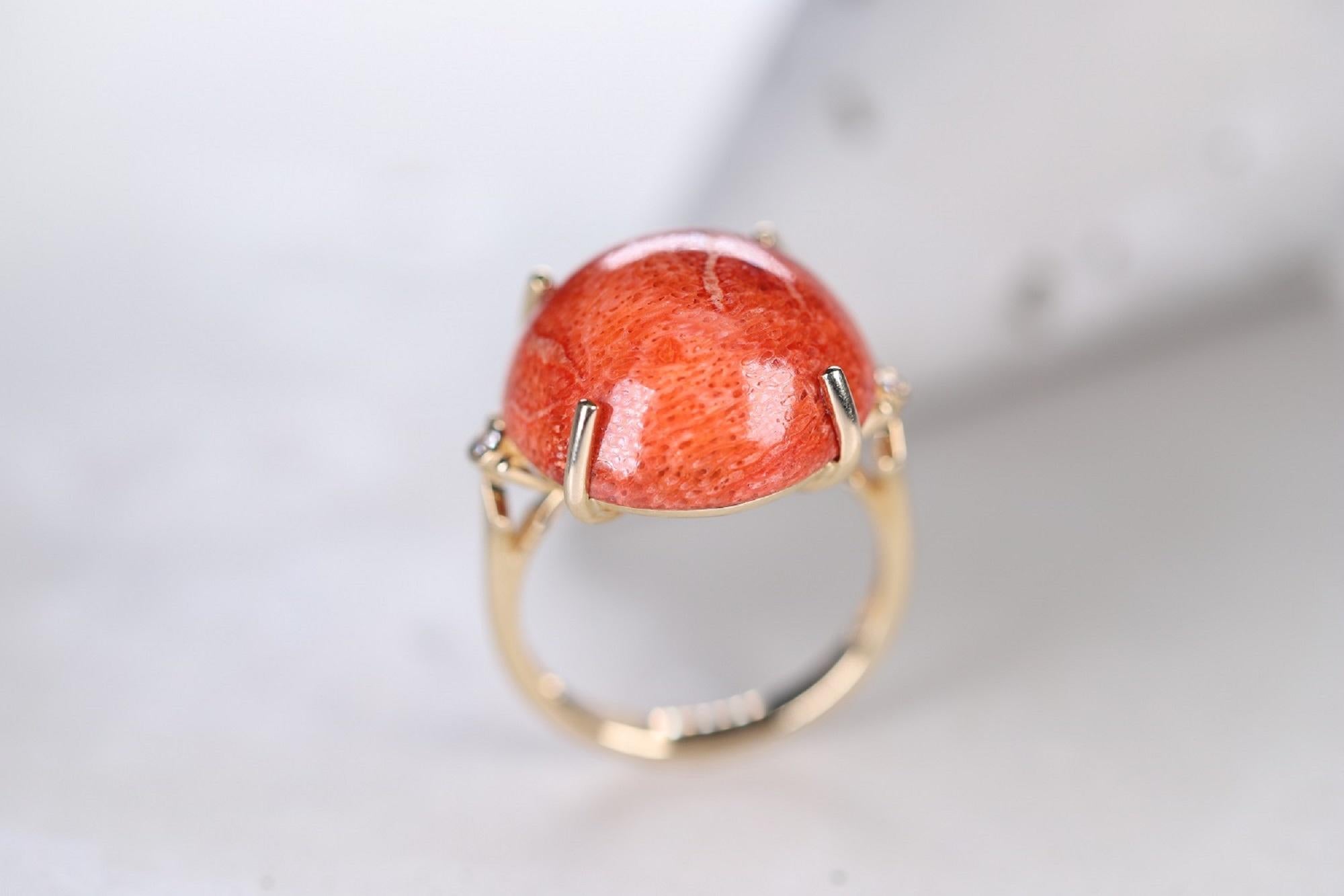 14 Karat Gelbgold Cocktail-Ring mit 11,73 Karat Opal und 0,02 Karat Diamant im Zustand „Neu“ im Angebot in New York, NY