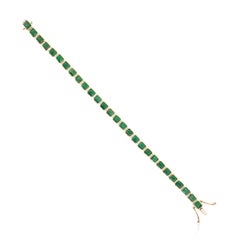 11.73 Ct Natural Emerald Tennis Bracelet in 18K Yellow Gold Modern Fine Jewelry