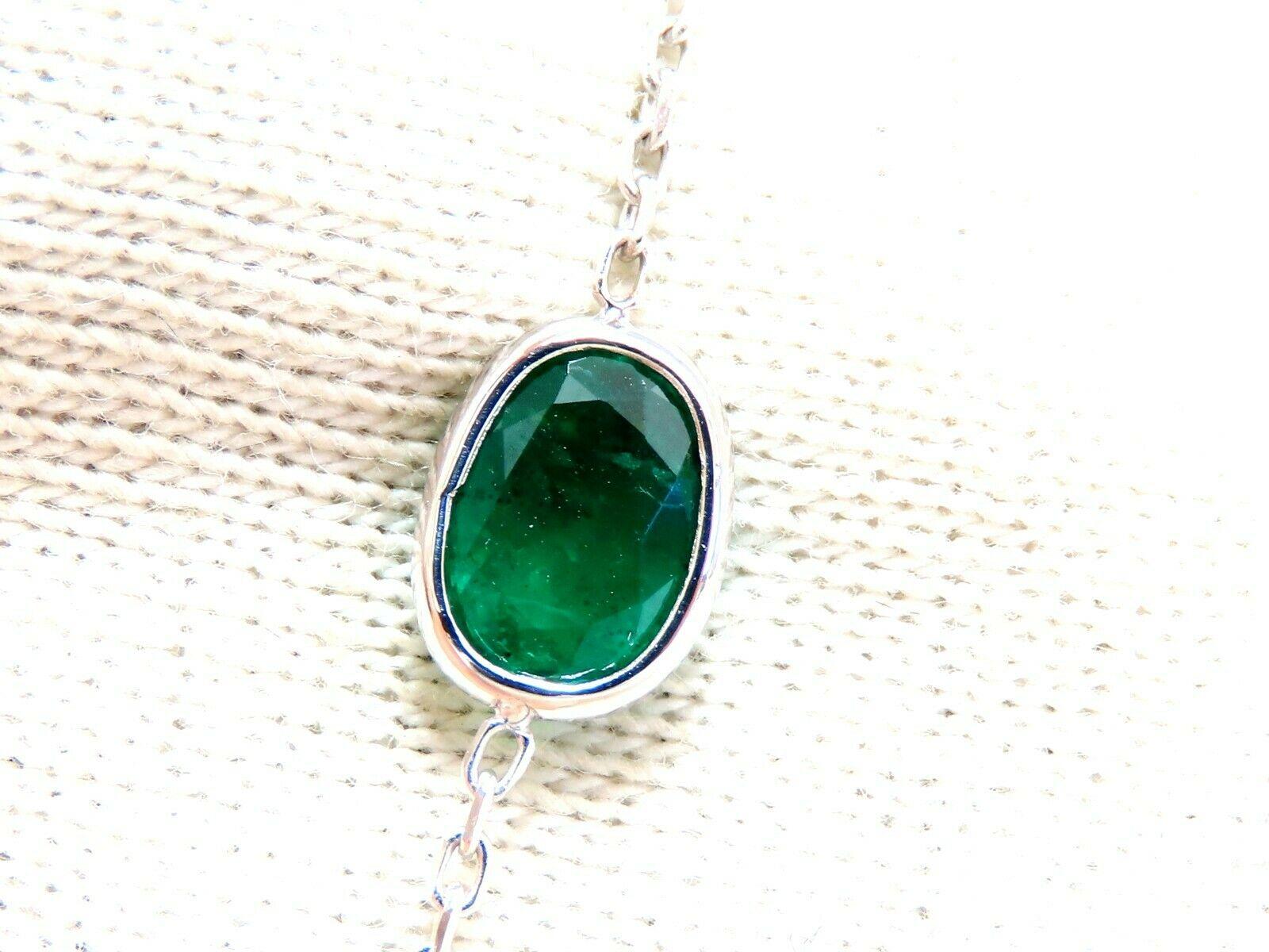 Oval Cut 11.73 Carat Natural Emeralds Diamonds Yard Necklace 14 Karat For Sale