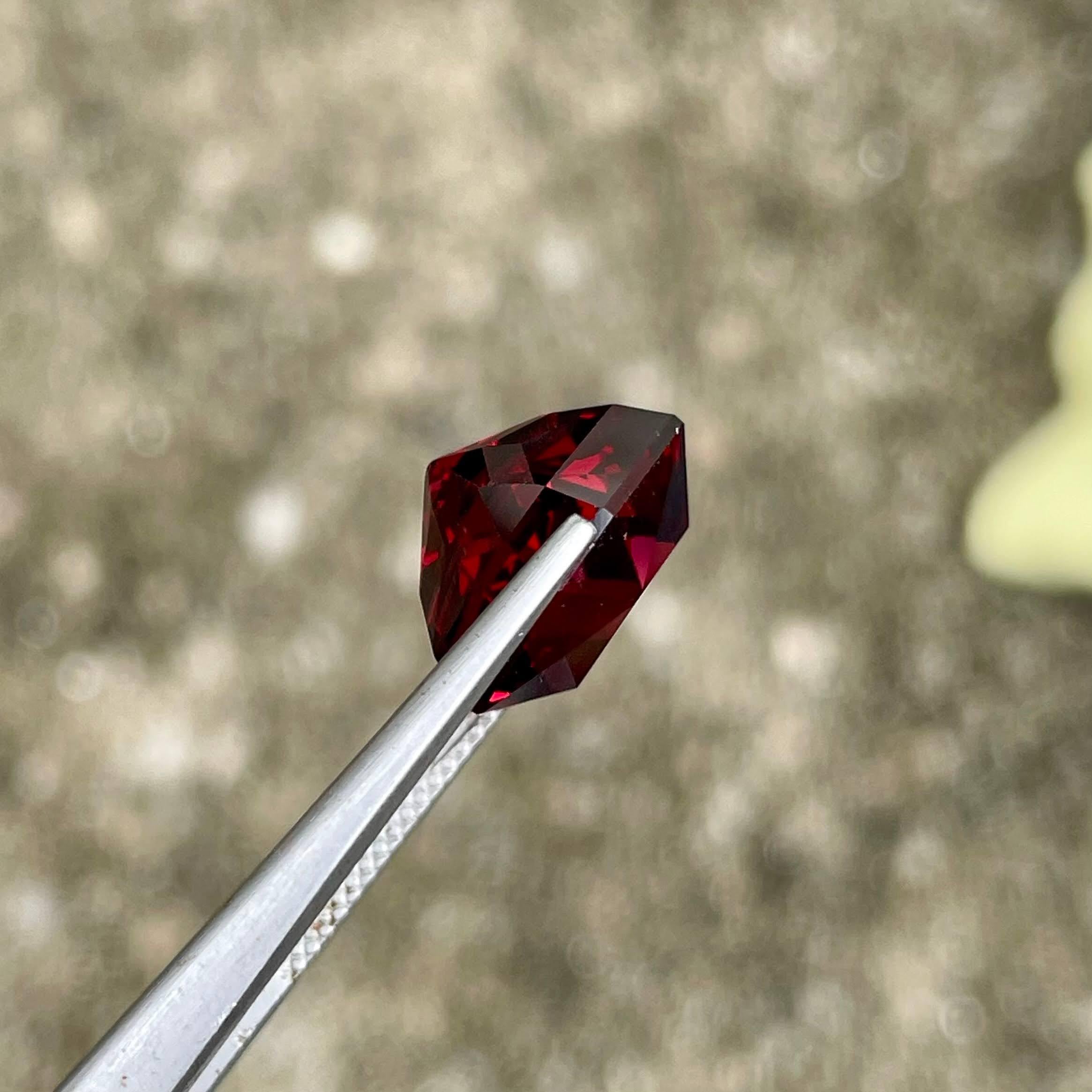 11,74 quilates Granate Rojo Brillante Tallado con Precisión Piedra Preciosa Natural Africana en Nuevo estado para la venta en Bangkok, TH