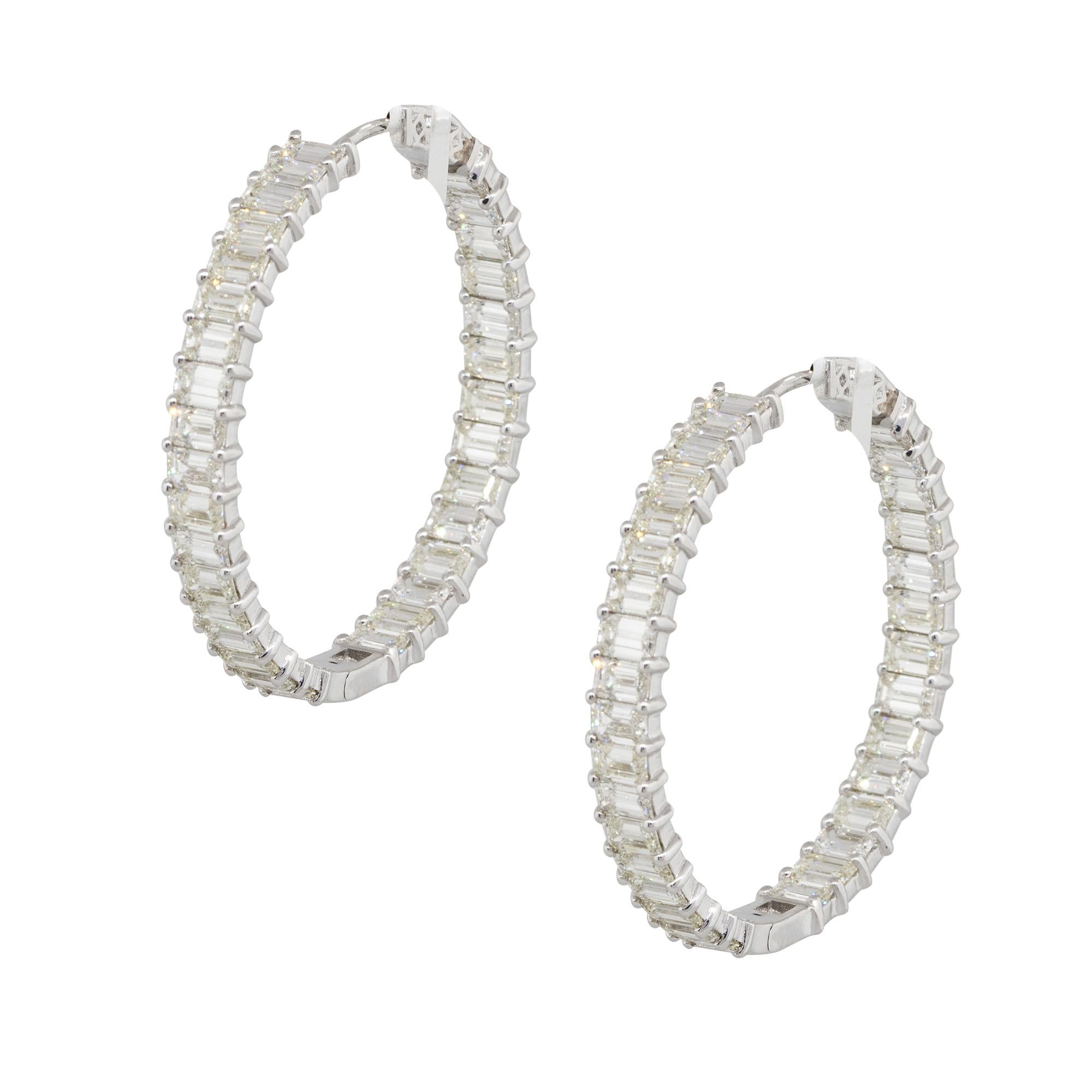 11.75 Carat Baguette Diamond Inside Out Hoops 14 Karat en stock en vente 1