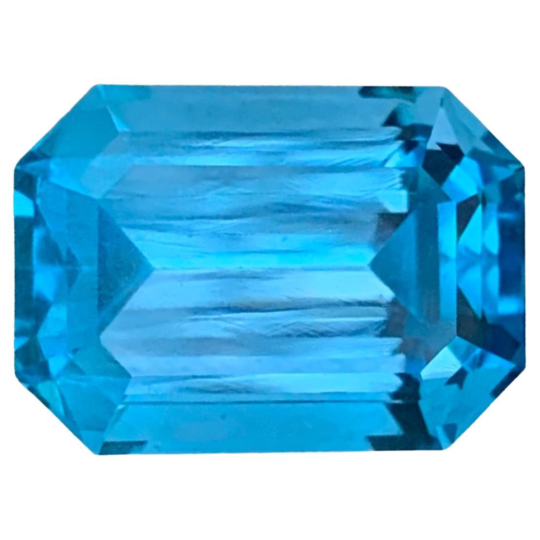 11.75 Carat Natural Loose Swiss Blue Topaz Emerald Shape Gemstone From Brazil