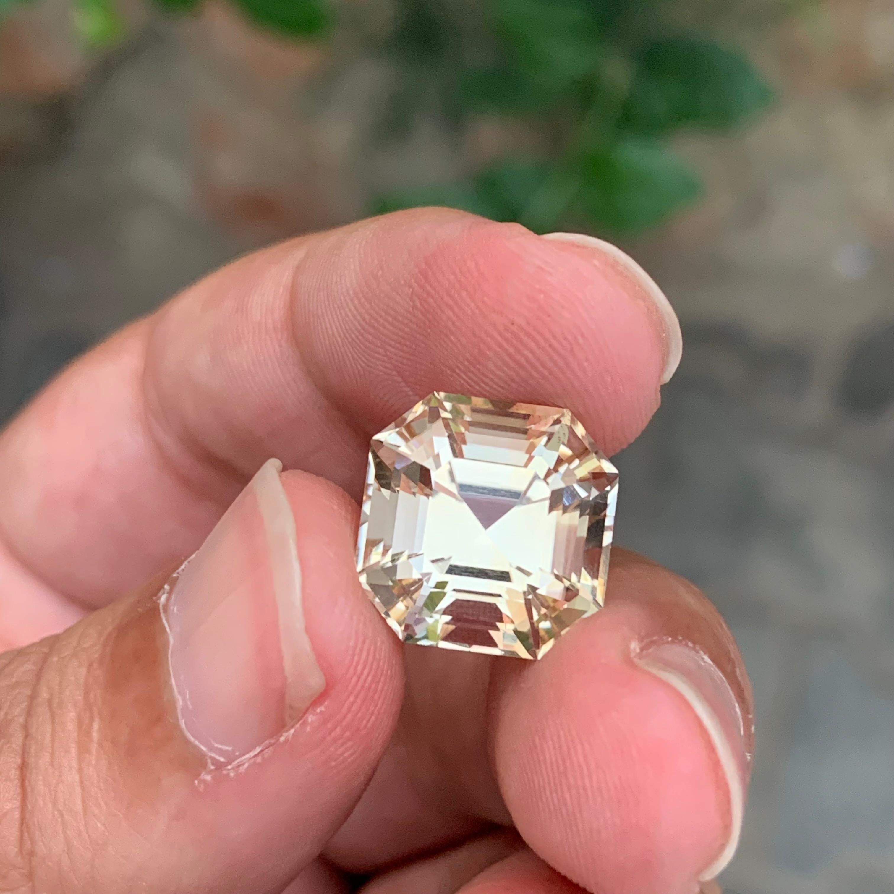 Pierre précieuse taille octogonale jaune naturelle non sertie de 11,75 carats en vente 5