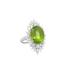 11.75 Carat Peridot Diamond Platinum Burst Ring