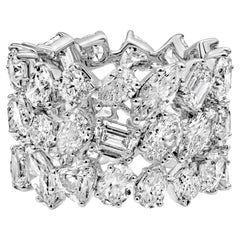 Roman Malakov 11.75 Carats Mixed Cut Three-Row Diamond Eternity Fashion Ring