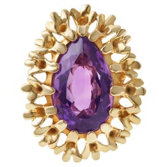 Collier pendentif en or jaune 11,75 carats avec améthyste en forme de poire