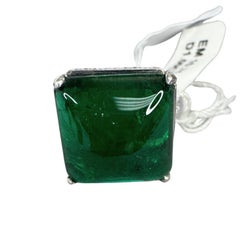 11.75 ctw 21st Century Emerald & Diamond 18K White Gold Ring