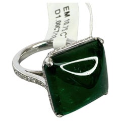 11.75 ctw 21st Century Emerald & Diamond 18K White Gold Ring