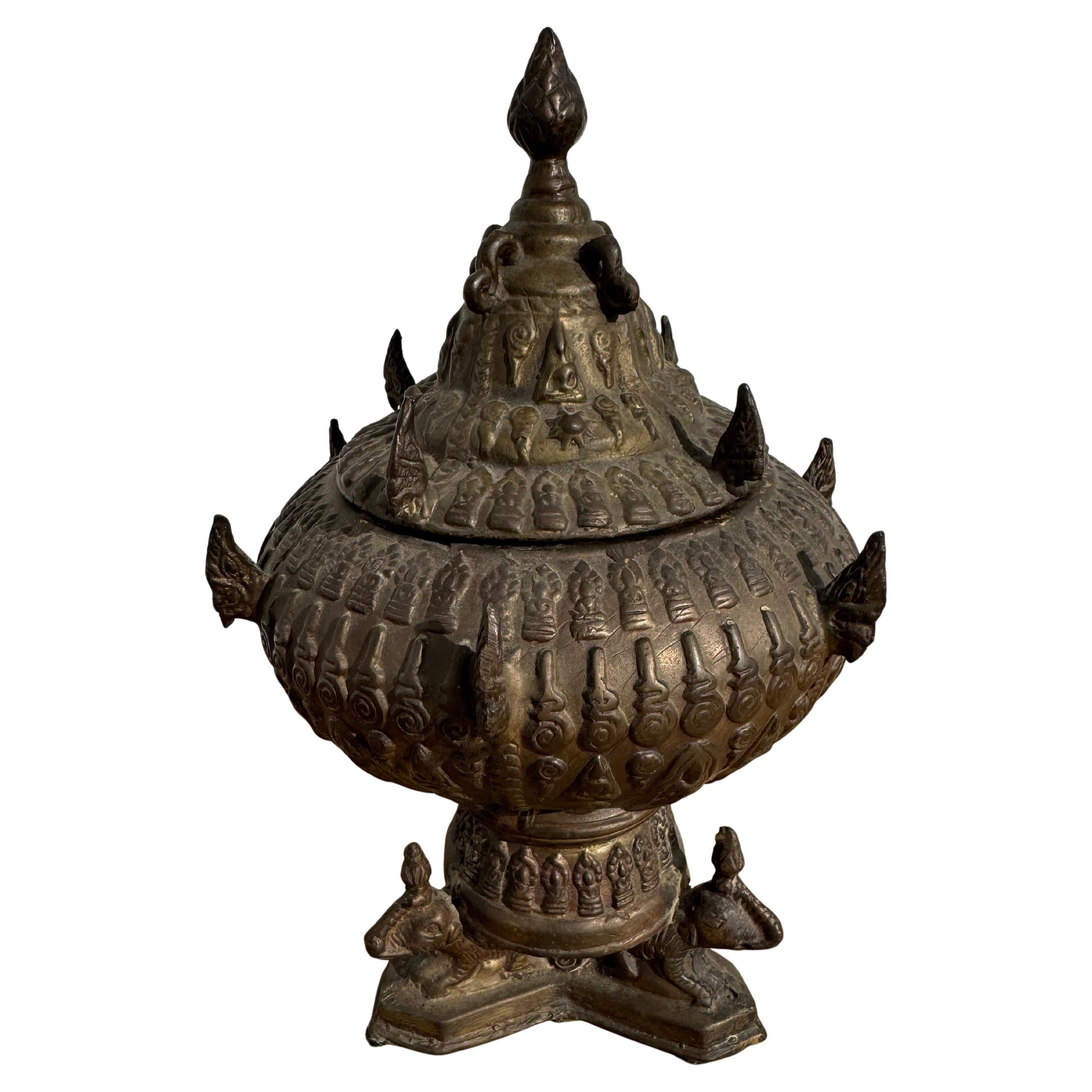 11.75" Thai Holy Water Naga Bronze For Sale