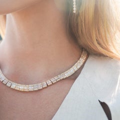 11.75ct Diamond 14K Gold Invisible Set Tennis Necklace