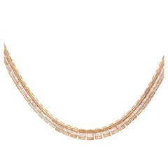 11.75ct Diamond 14K Gold Invisible Set Tennis Necklace