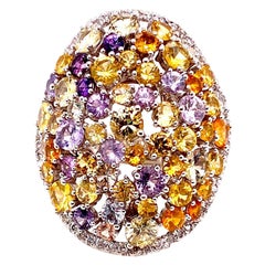 11.75ct Natural Ceylon Mix Color Sapphire 14K White Gold Ring