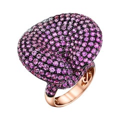 Anello con zaffiro rosa da 11,75 carati, gigli di Calla e diamanti, 18RG