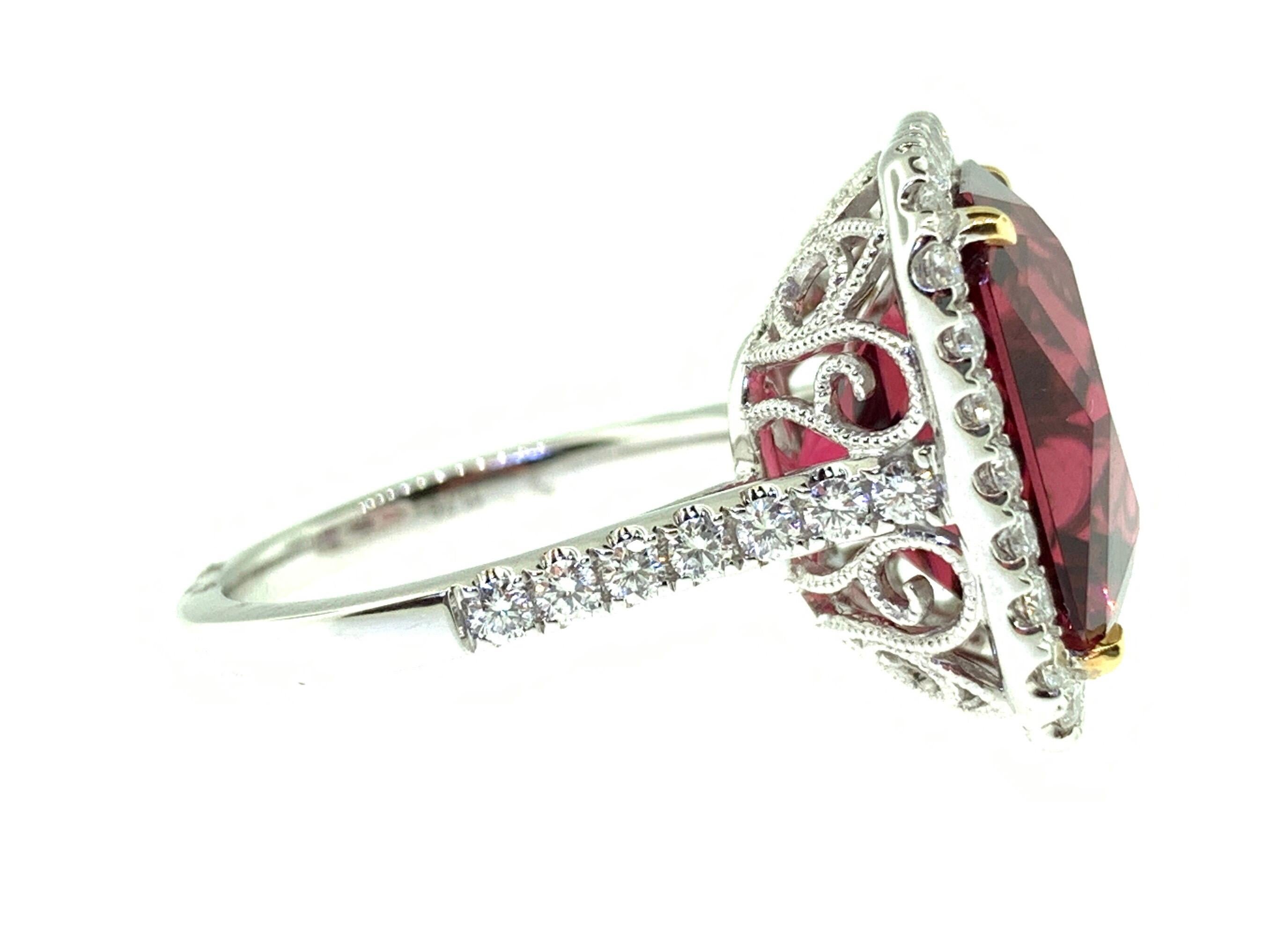 11.76 Carat Rubellite Tourmaline and Diamond Ring In New Condition In Great Neck, NY
