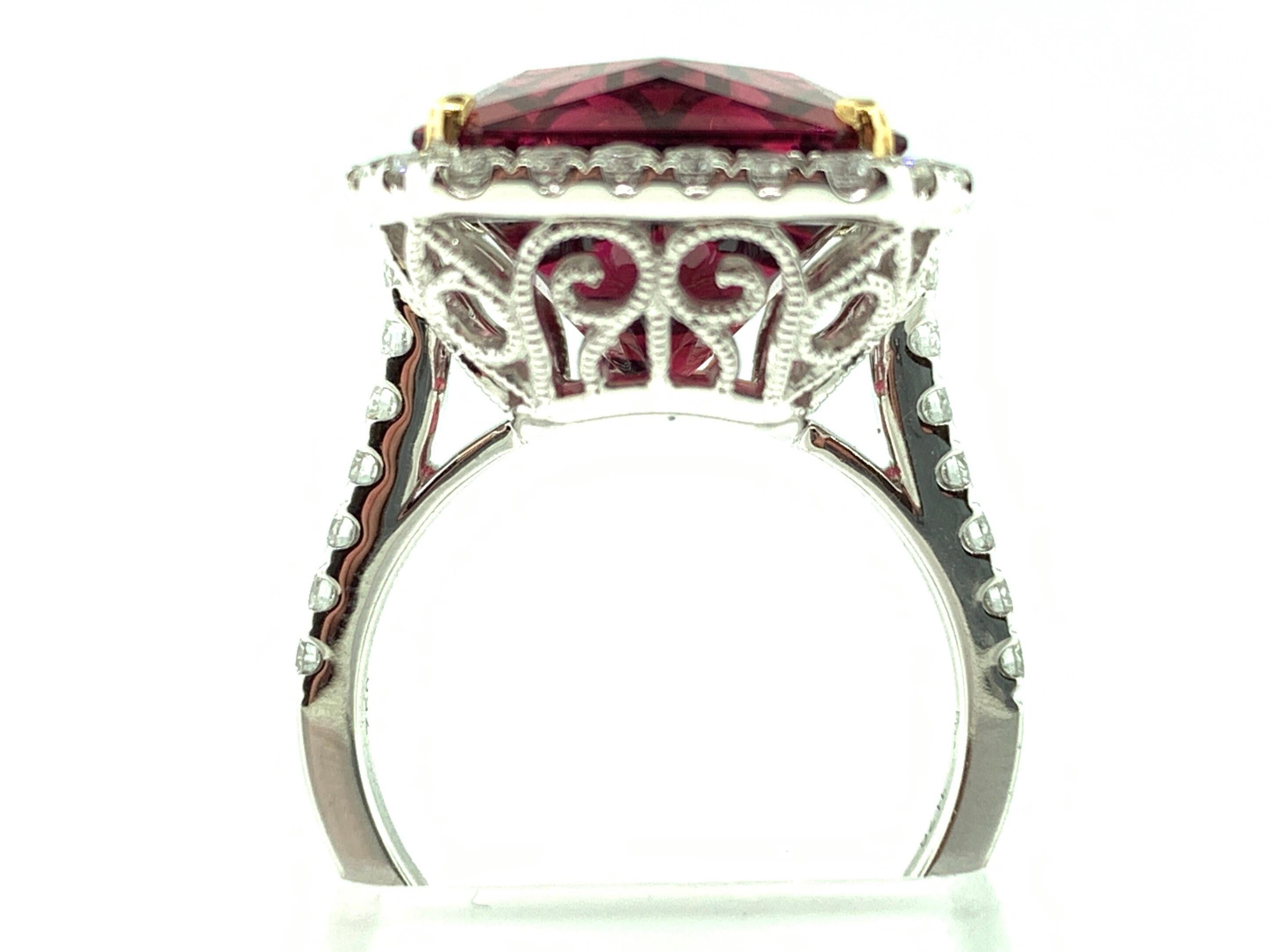 11.76 Carat Rubellite Tourmaline and Diamond Ring 1