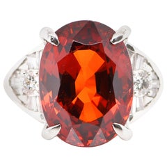 11.76 Carat Spessartine Garnet and Diamond Cocktail Ring Set in Platinum