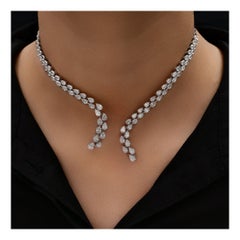 11.77 Carat Pear Shaped Diamond Open Wrap Necklace 14k White Gold Wedding Gift