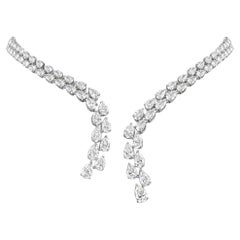 11.77 Carat Pear Shaped Diamond Open Wrap Necklace 14k White Gold Wedding Gift