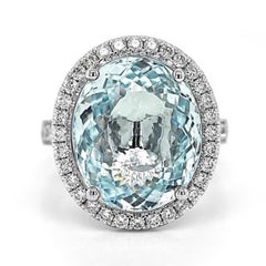 11.77ct Vivid Neon Blue-Green Natural Paraiba Tourmaline RING 18K Gold