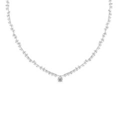 11.78 Carat SI Clarity HI Color Solitaire Diamond Necklace 18 Karat White Gold