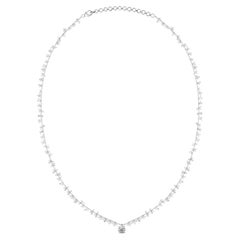 11.78 Carat SI Clarity HI Color Solitaire Diamond Necklace 18 Karat White Gold