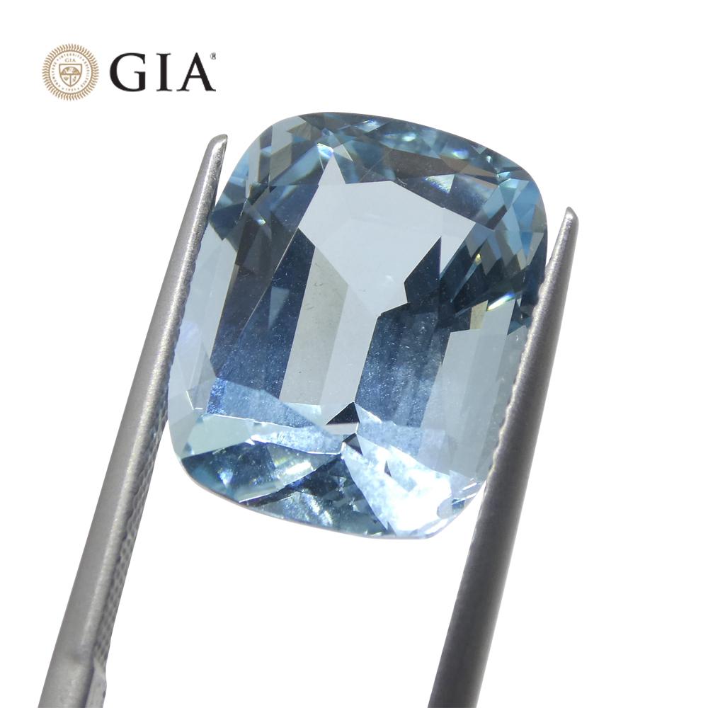 Aigue-marine bleue coussin de 11,79 carats certifiée GIA, vieille mine Espirido Neuf - En vente à Toronto, Ontario