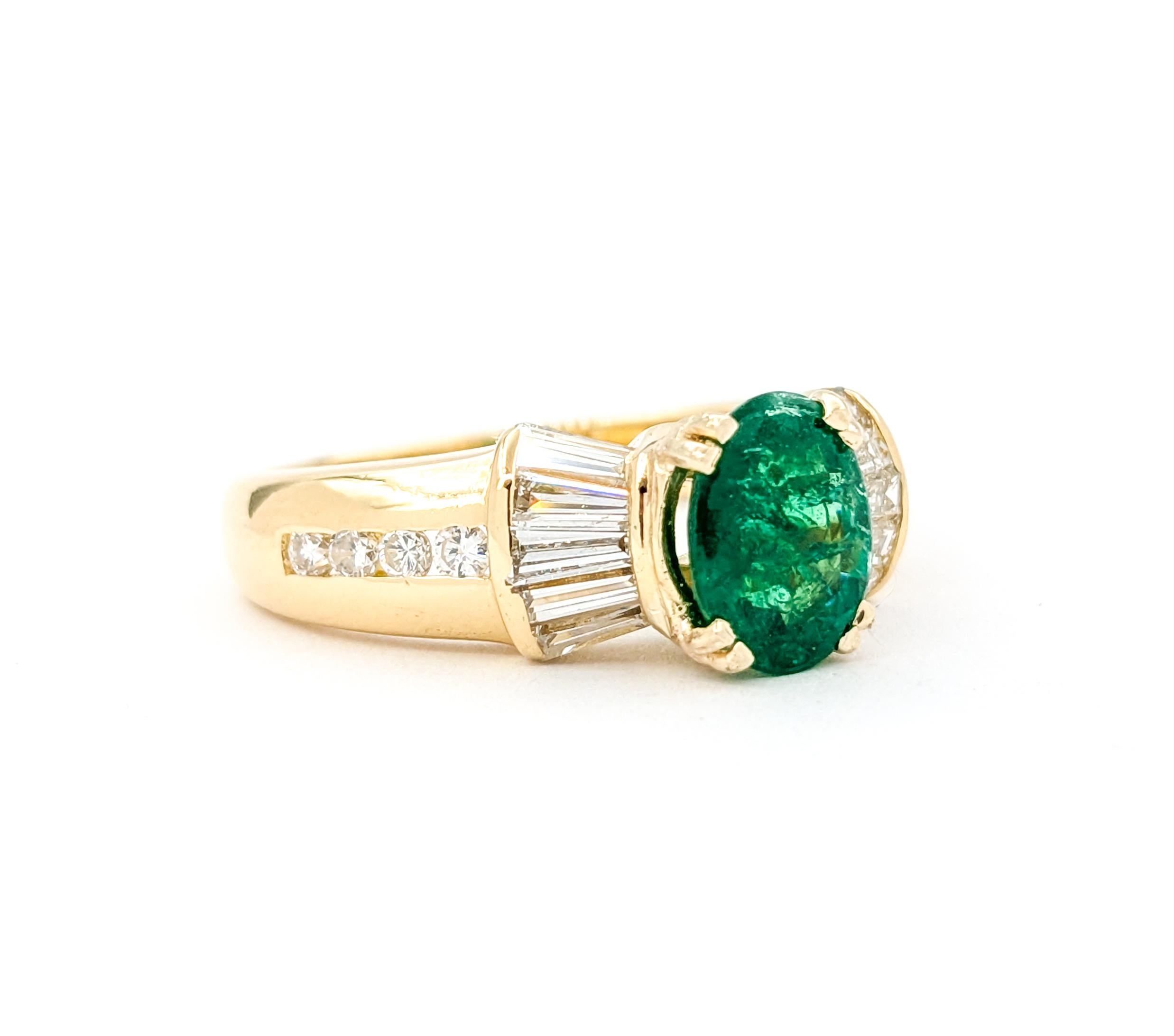 1,17 Karat Smaragd & Diamant Mode-Ring aus Gelbgold im Angebot 4