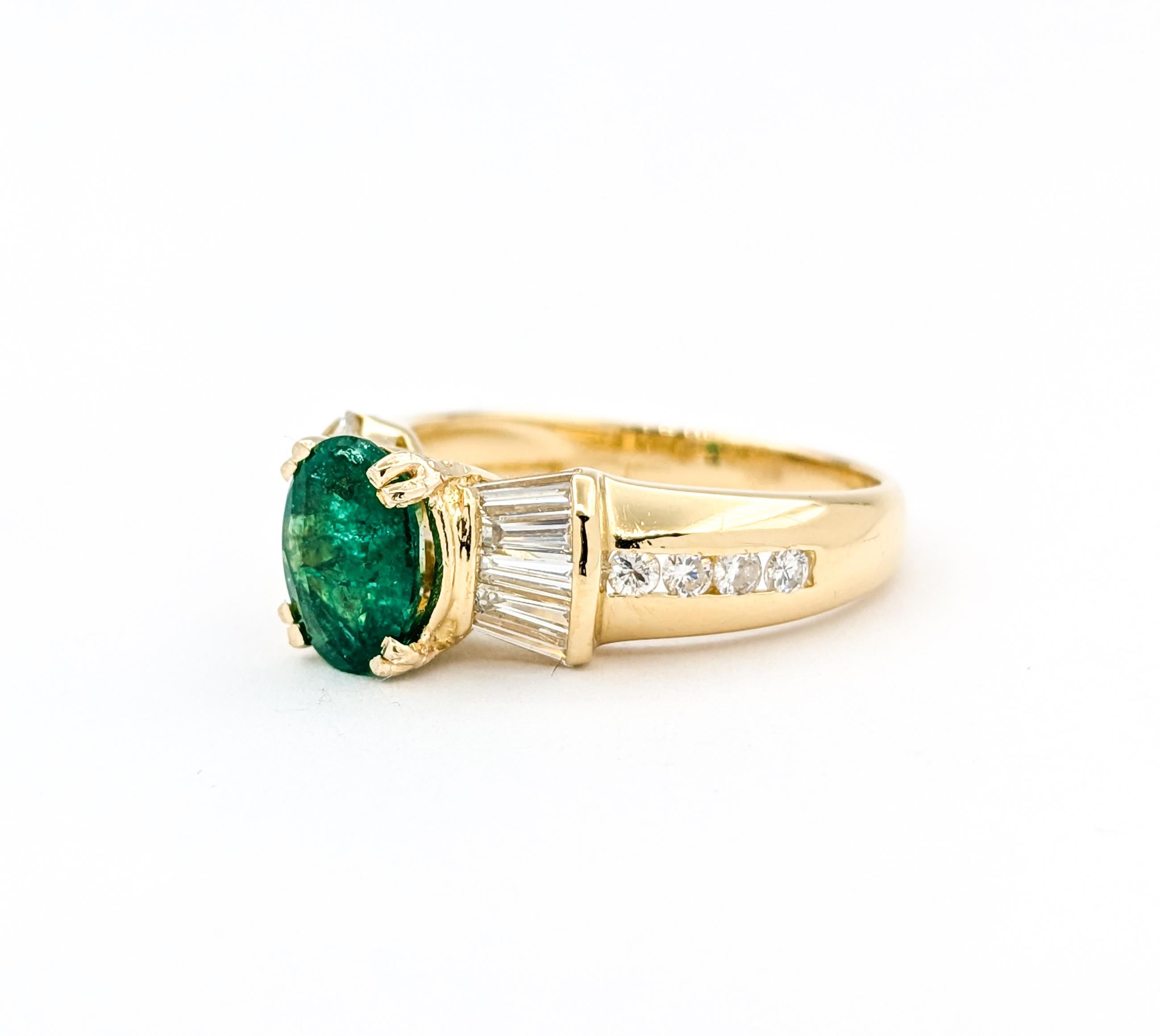 1,17 Karat Smaragd & Diamant Mode-Ring aus Gelbgold im Angebot 1