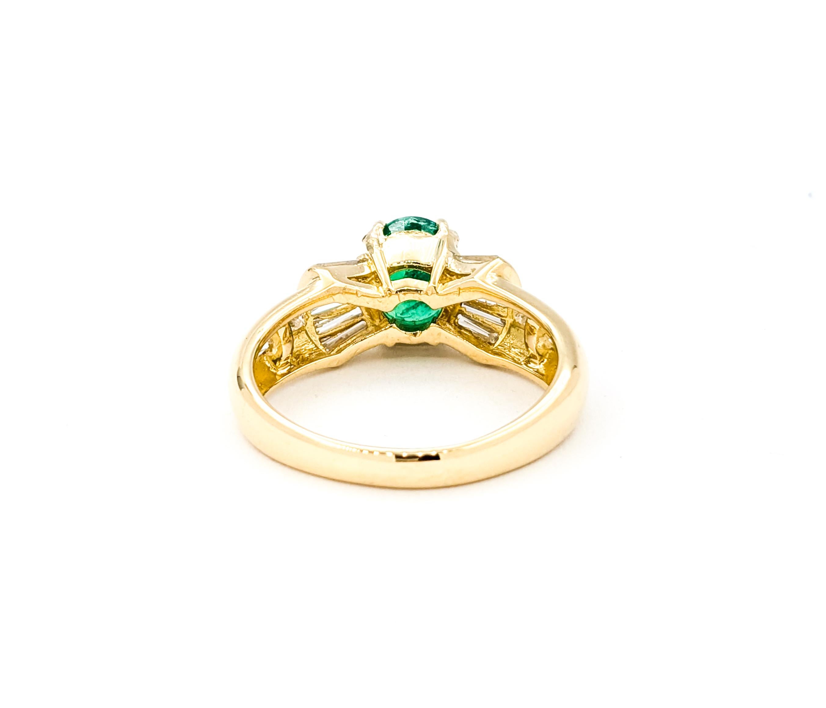 1,17 Karat Smaragd & Diamant Mode-Ring aus Gelbgold im Angebot 2