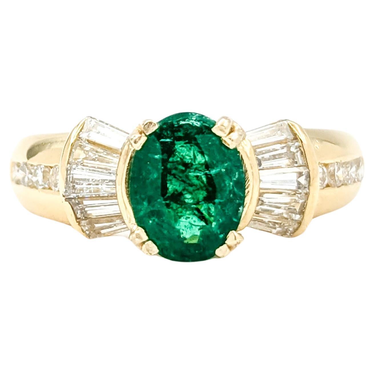 1.17ct Emerald & Diamond Fashion Ring in Yellow Gold