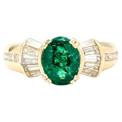 1.17ct Emerald & Diamond Fashion Ring in Yellow Gold