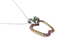 1.17ct Estate Vintage Multicolored Gems Apple Charm Pendant 14k White Gold