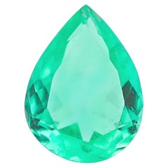 1.17ct Natural Earth Pear Colombian Emerald Gemstone Green Color Gem Quality GIA