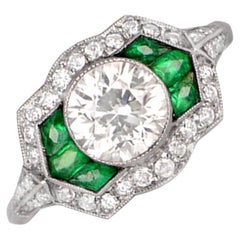 1.17 Carat Old Euro-Cut Diamond Engagement Ring, Platinum