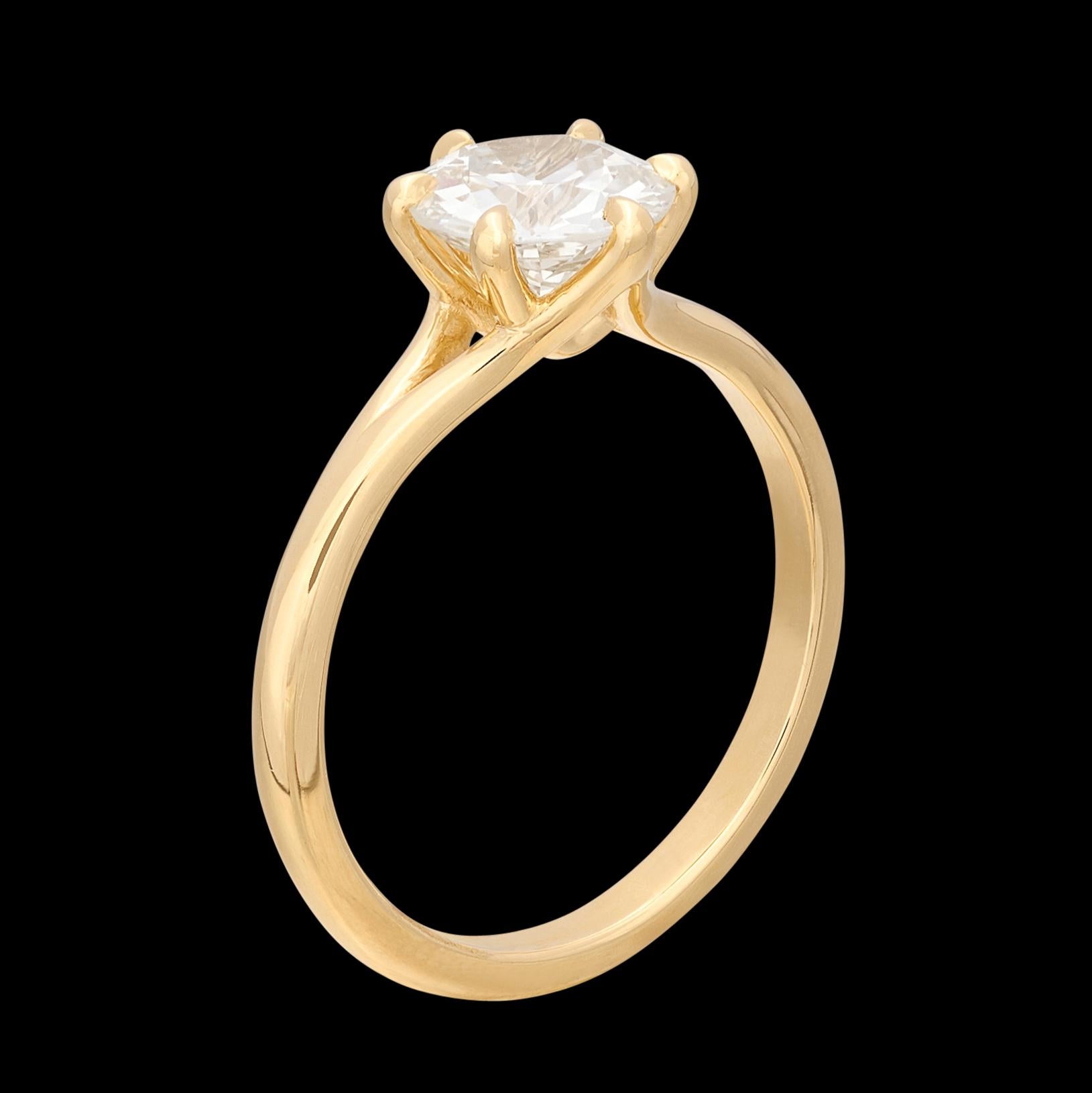 1.17ct Old Euro Diamond & Yellow Gold Engagement Ring For Sale 1