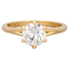 Verlobungsring aus Gelbgold mit 1,17 Karat Diamant und altem Eurodiamant