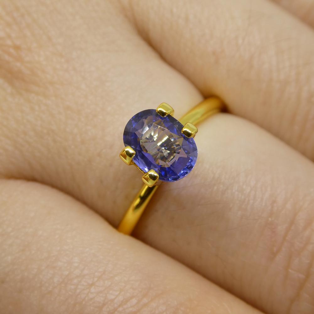 Description:

Gem Type: Sapphire
Number of Stones: 1
Weight: 1.17 cts
Measurements: 7.45 x 5.69 x 2.84 mm
Shape: Oval
Cutting Style Crown: Brilliant
Cutting Style Pavilion: Brilliant
Transparency: Transparent
Clarity: Slightly Included: Some