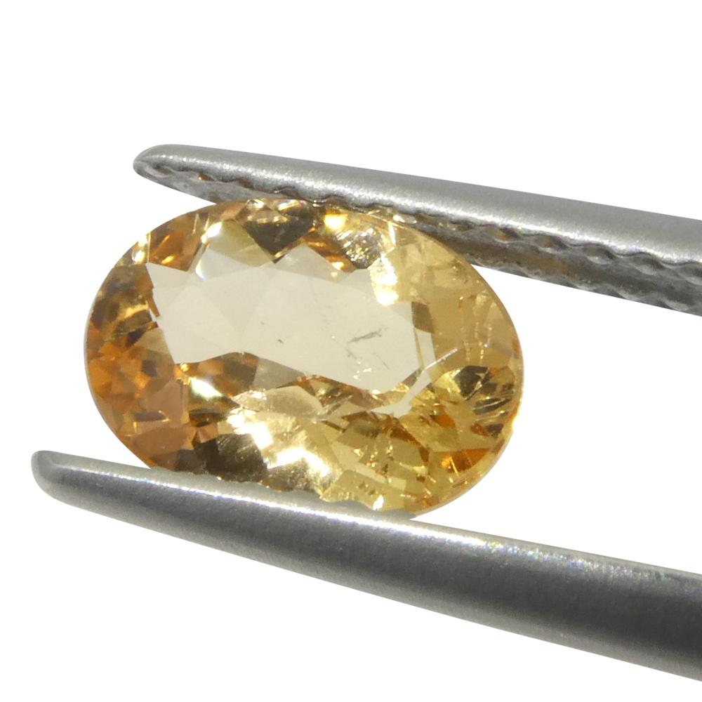 Women's or Men's 1.17ct Oval Orange Imperial Topaz from Brazil Unheated For Sale
