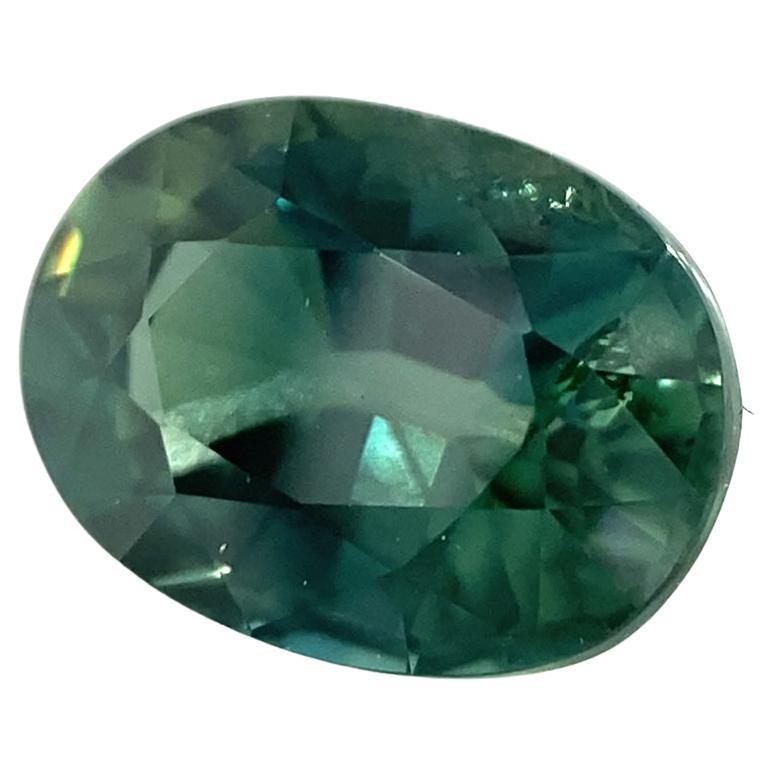 1.17ct Oval Teal Green Sapphire For Sale