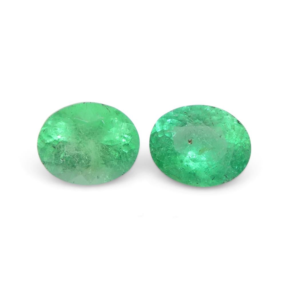 1.17ct Pair Oval Green Emerald from Colombia For Sale 5