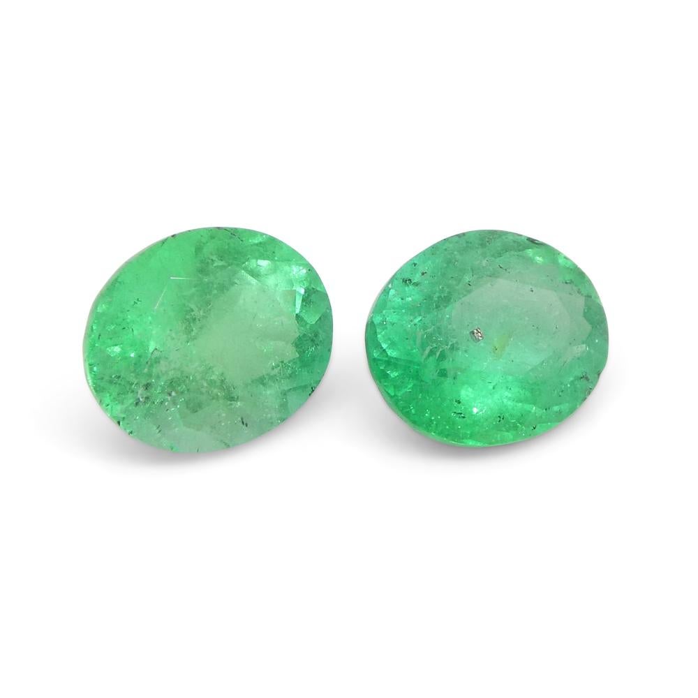 1.17ct Pair Oval Green Emerald from Colombia For Sale 6